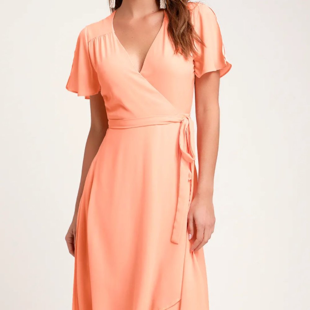 Lulu's Peach Wrap Dress
